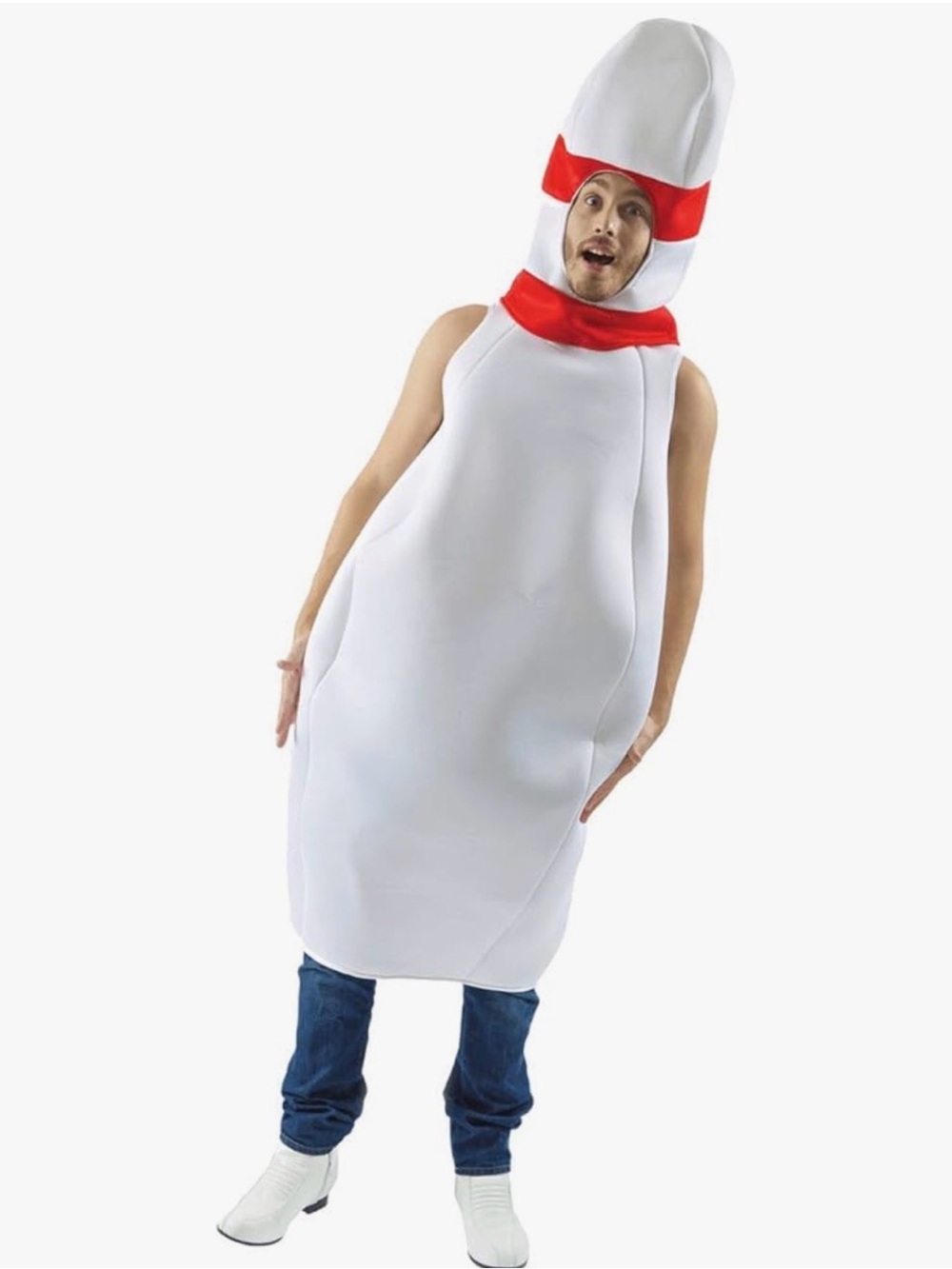 Bowling Pin Adult Costume, One Size, Tunic with headpiece